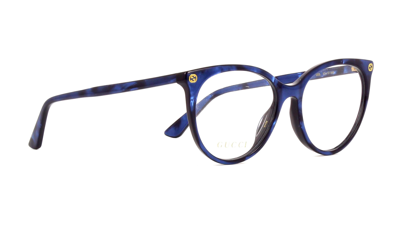 New Gucci Sensual Romantic GG0093O 005 53MM Eyeglasses Blue 100% ...