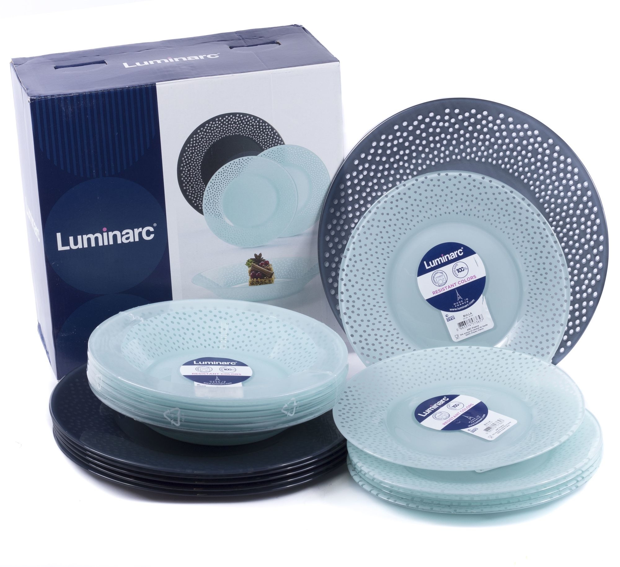 Luminarc N0495 18 Pcs Dinnerware Set Tempered Glass Round Plates Set For 6 791810912514 Ebay 6718