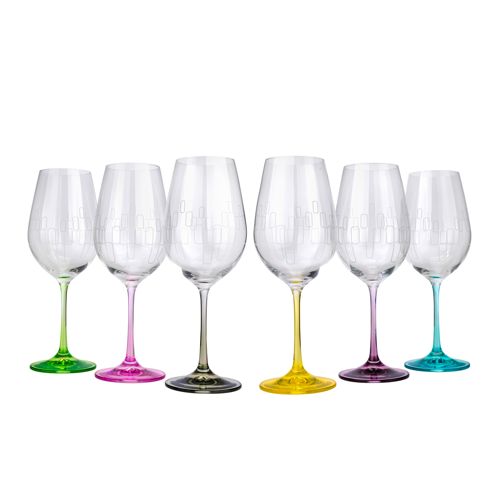Crystalex 15 Oz Wine Glass, Multicolored Bohemian crystal 6piece set